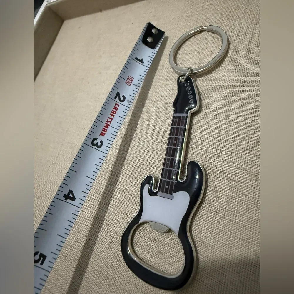 Electric Guitar Keychain Bottle Opener – Rock Music Lover Gift in Black …